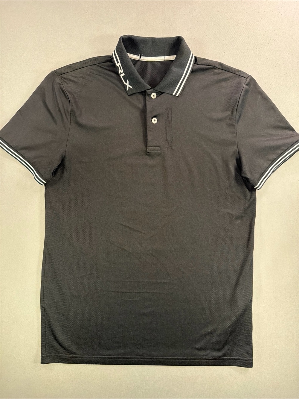RLX Ralph Lauren Black Polo with White Trim Accents